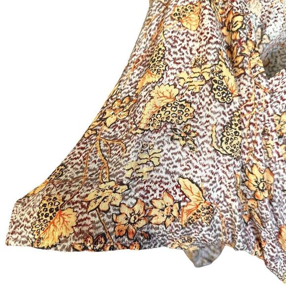 Rachel Zoe Bohemian Leopard Floral Print Deep V-neck Wrap Blouse - Picture 4 of 9